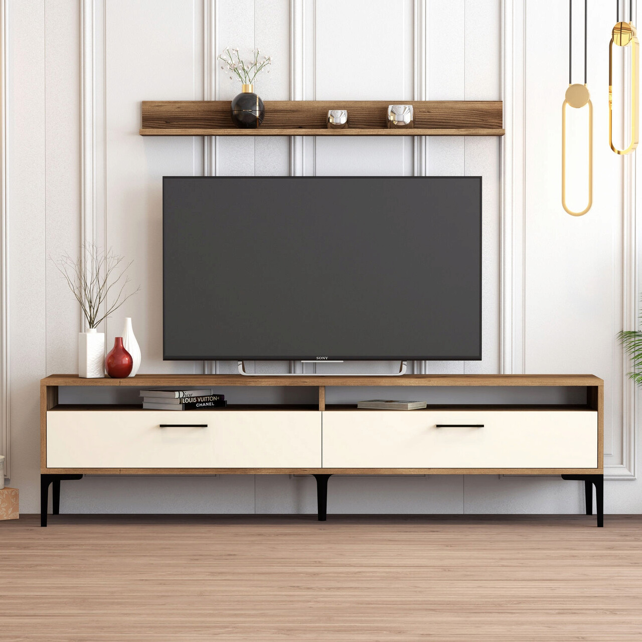 Comoda TV, Hanah Home, Istanbul, 180x47x35 cm, Maro/Crem - imagine 7